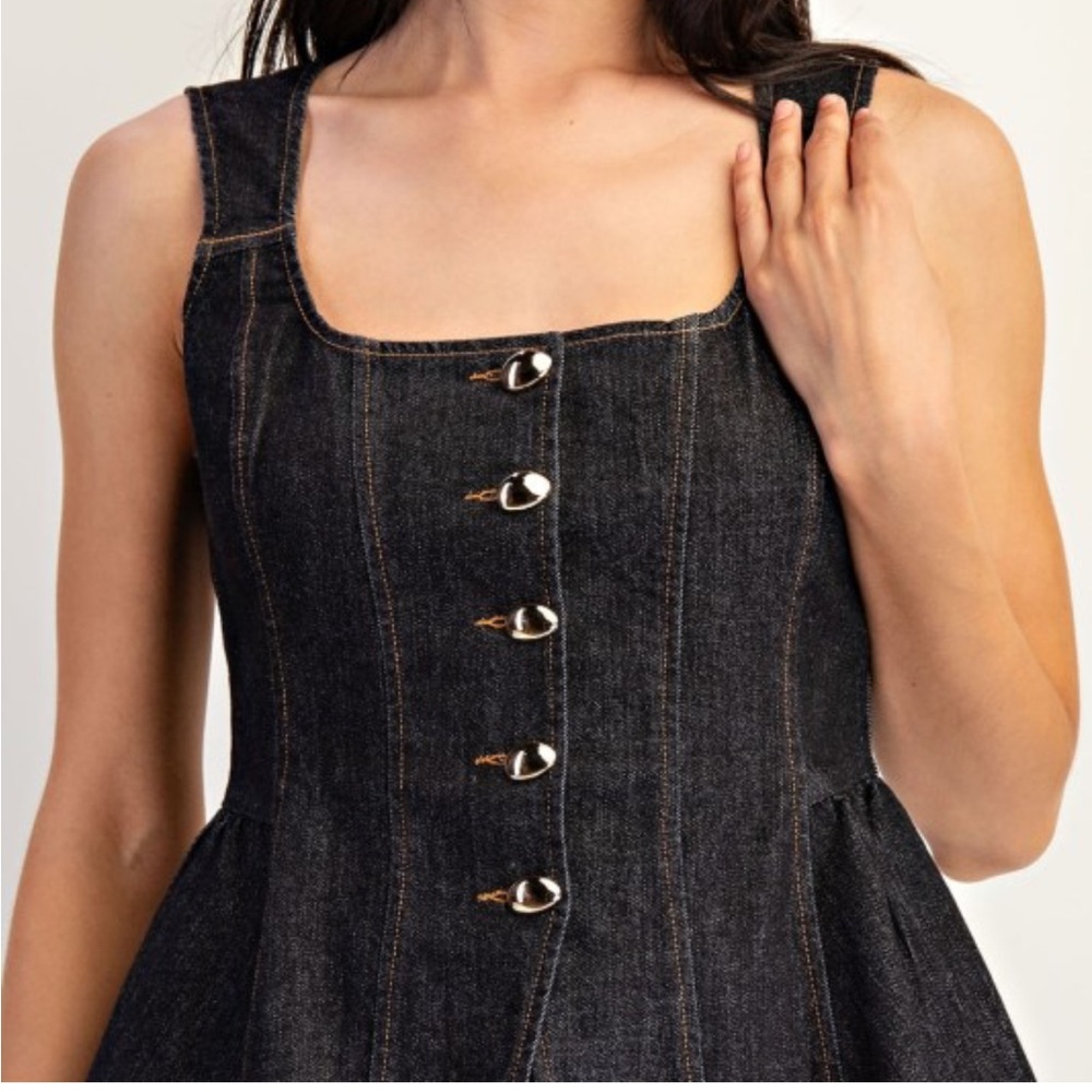 A49. Dark Denim Peplum Vest & Pant Set - Picture 6 of 7